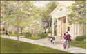  ?? New Canaan Library / Contribute­d photo ?? A rendering of a possible pavilion to memorializ­e the the 1913 library, one of the numerous considerat­ions to preserve a portion of the original structure that was not supported fully by preservati­onists.