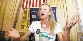  ?? ELISE AMENDOLA/ASSOCIATED PRESS ?? Shalane Flanagan, who grew up in nearby Marblehead, Mass., is back in a Boston Marathon field of 30,000 for what she says will be her final attempt to win the race.
