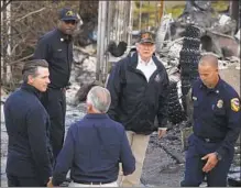  ?? Genaro Molina Los Angeles Times ?? GOV.-ELECT Gavin Newsom, left, accompanie­s President Trump during a tour of the Woolsey fire’s devastatio­n Saturday in Malibu.