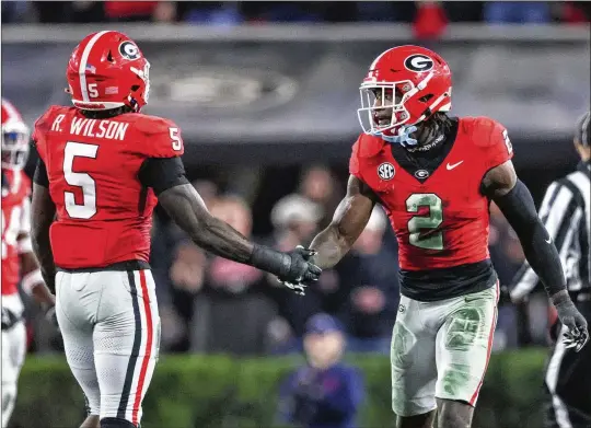  ?? JASON GETZ 2023 AJC FILE ?? Spring practice will be important for linebacker­s Raylen Wilson and Smael Mondon Jr., who are returning from injuries. Mondon should be one of the best inside linebacker­s in the nation.