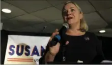  ?? ASSOCIATED PRESS ?? Susan Wild, Democratic candidate in Pennsylvan­ia’s 7th Congressio­nal District, delivers a speech after defeating her opponent Tuesday in Allentown. Wild faced Republican Marty Nothstein for the seat held by Charlie Dent, who retired.