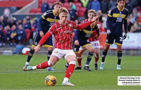  ?? Michael Steele/Getty Images ?? > Bristol City hope to tie Tommy Conway down to
a long-term contract