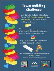  ?? City of Fort Morgan / Courtesy graphic ?? Fort Morgan Museum will host a Tower Building Challenge during the Fort Morgan Third Thursday Art Walk on Aug. 18.