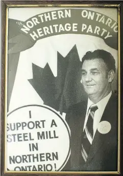  ??  ?? Angered by a power-tax plan, Ed Deibel founded the Northern Ontario Party (NOP) in 1973.