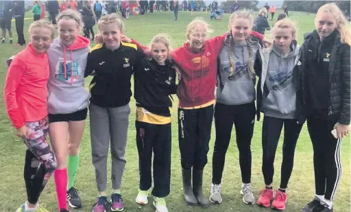  ??  ?? ●●Stockport Harriers under 13s girls team at the Northern Athletics Cross Country Relays