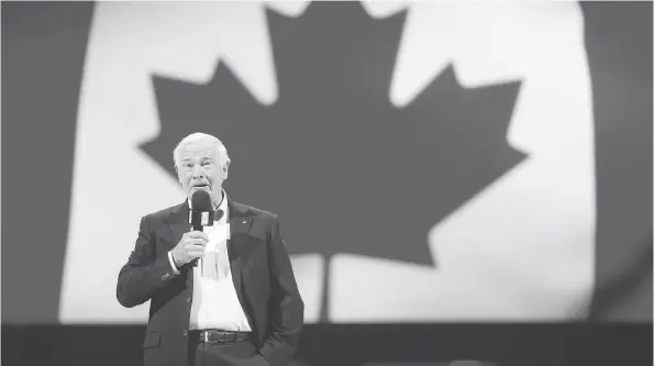  ?? ANDREW MEADE / POSTMEDIA NEWS FILES ?? David Johnston speaks to a packed house at a National We Day Canada event held in Ottawa in 2015 when he was governor general.