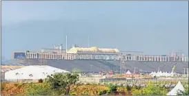  ?? RAJ K RAJ / HT PHOTO ?? Around 1,000 acres of Yamuna’s floodplain have been cleared to pitch tents, lay carpets and build a giant stage for the three-day World Culture Festival that begins on March 11.