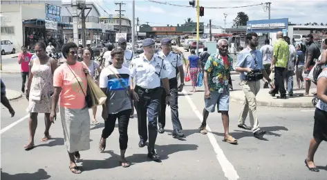  ?? Photo: Ronald Kumar ?? Police Commission­er Brigadier-General Sitiveni Qiliho visiting Nausori Town on December 28, 2017.