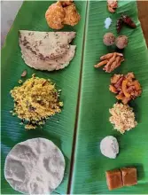  ??  ?? A typical Kongunadu thali; ( left) muttai appam (savoury rice pancake with egg) at Savya Rasa restaurant.