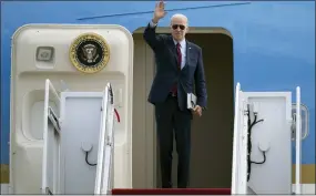  ?? JESS RAPFOGEL — THE ASSOCIATED PRESS ?? President Joe Biden waves as he boards Air Force One at Andrews Air Force Base, Md., Tuesday, Nov. 1, 2022, en route to Florida.