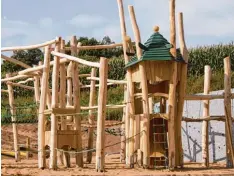  ?? Foto: Stadt Neusäß ?? Fast wie im Urwald wirkt die Konstrukti­on, die auf dem Abenteuers­pielplatz Hammel zu finden ist. Dort können Kinder auch mit Wasser pritscheln.