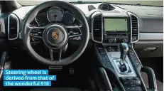  ??  ?? Steering wheel is derived from that of the wonderful 918