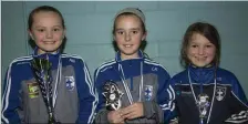  ??  ?? Under-9 Player of the Year award winner, Niamh Brennan, most improved, Leah Richardson, and most dedicated Eimear Doyle.