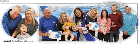  ?? ?? From left, Fiadh Maher with mum Charlene, and Maisie Gallagher with parents Shauna and Tony