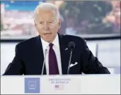  ?? AP photo ?? President Joe Biden hosts an event about global supply chains during the G20 leaders summit, Sunday, in Rome.