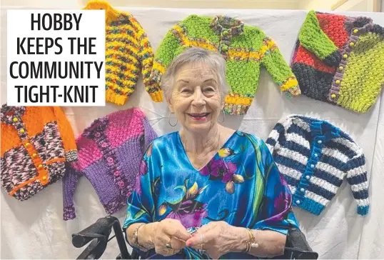  ?? ?? Townsville resident Marianne Garland has been knitting for 80 years and giving the creations to charity.