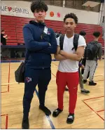  ?? COURTESY OF LUPE MENDOZA ?? American’s Uriel Rodriguez Campos, left, and James Logan’s Brah’Jon Thompson after Tuesday’s game.