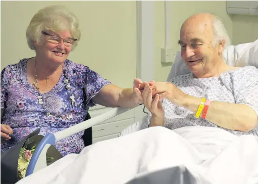  ??  ?? ●●Kathleen Geering and Philip Pickrick tied the knot at Stepping Hill Hospital