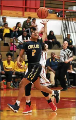  ?? PATRICK HOPKINS — THE NEWS-HERALD ?? Euclid’s Aalayah Talton vies for the ball on Jan. 10 at Mentor.