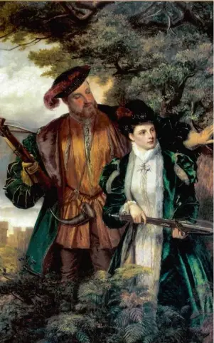  ??  ?? Henri VIII et Ann Boleyn chassant le cerf (1872), de William Powell Frith.