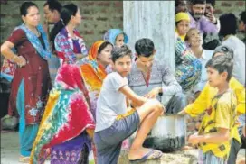  ?? PTI ?? Border villagers take shelter at a temporary relief camp in Arnia in Jammu district on Monday.