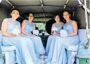  ??  ?? The bridesmaid­s were escorted in a 101 FC