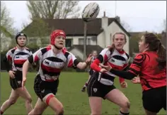  ??  ?? Aoife Wafer and Ciara Boland contest the loose ball with Aoife Codd in close support.