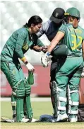  ?? Sarah Reed/Getty Images ?? Marizanne Kapp was forced to retire hurt in yesterday's first ODI between Australia and South Africa in Adelaide.