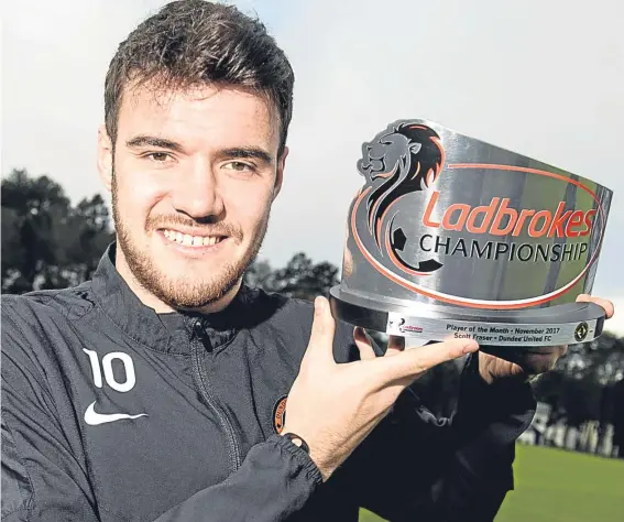  ?? Picture: SNS Group. ?? United midfielder­Scott Fraser has been voted the Ladbrokes Championsh­ip player of the month for November. See also pages 58-59