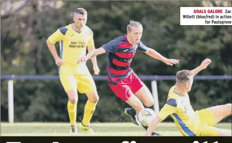  ??  ?? GOALS GALORE Zac Willett (blue/red) in action for Paulsgrove