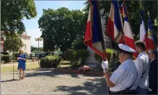  ??  ?? Discours de Claudie Faucon Méjean au Monument aux Morts ce mardi 14 juillet