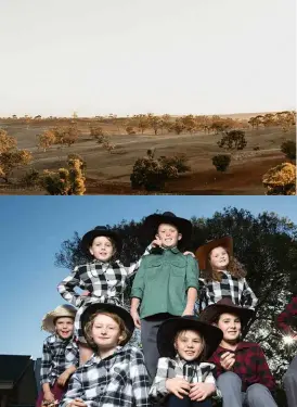  ??  ?? Jack Berne (green shirt) urged his classmates to dress as farmers. Right: Brian Egan with a load of hay bound for NSW.