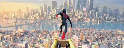 ?? AP PHOTO ?? This image released by Sony Pictures Animations shows a scene from “Spider-Man: Into the Spider-Verse.”