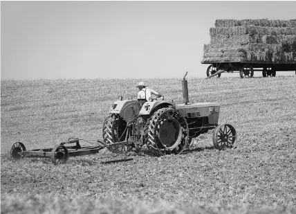  ??  ?? A young Amish farmer tills a field on his steel-wheeled tractor in Kalona, Iowa. Amish farmers say they use steel wheels on their tractors so that they aren’t tempted to drive them on paved roads.