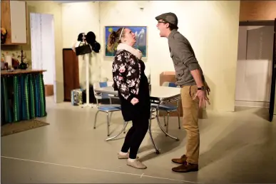  ?? Herald photo by Tijana Martin ?? Jocelyn Haub, left, and Devon Brayne run a scene from the Faculty of Fine Arts and Espresso Theatre Company collaborat­ive production of “The Anger in Ernest and Ernestine” at the Dr. Foster Penny Building. @TMartinHer­ald