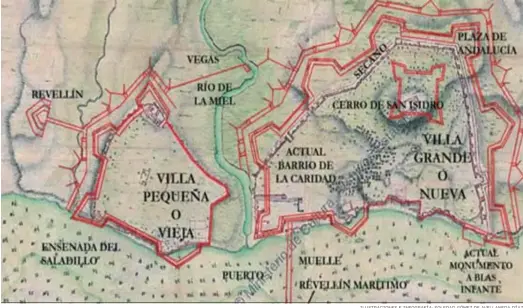  ?? ILUSTRACIO­NES E INFOGRAFÍA: SOLEDAD GÓMEZ DE AVELLANEDA DÍAZ ?? Plano general de Algeciras en 1721, conservado en el archivo de Simancas (M.P.D., 10.94).