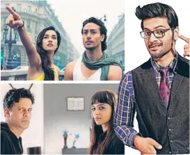  ??  ?? Clockwise from top: Tiger Shroff and Disha Patani in Bekifra, Ali Fazal, Manoj Bajpayee and Radhika Apte