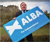  ??  ?? Former first minister and leader of the new Alba Party Alex Salmond campaigns at Stirling Castle