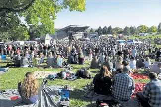  ?? Kathryn Scott, Denver Post file ?? Crowds gather as Nathaniel Rateliff & The Night Sweats, along with Rateliff ’s foundation, The Marigold Project, host a day of events to support the prevention of gun violence, including a concert at the Levitt Pavilion on Oct. 13, 2018, in Denver.