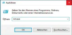  ??  ?? Das Programm Malware Removal Tool bietet keine Programmve­rknüpfung für seine Nutzung. Starten lässt es sich über die Eingabe von mrt.exe.