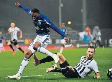  ?? /AFP ?? Frontline force: Lebo Mothiba, left, playing for Strasbourg against Angers at the weekend where he scored twice, is likely to lead the Bafana attack with Percy Tau against Seychelles on Saturday.