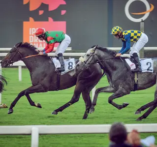  ??  ?? La corsa Il purosangue italiano Full Drago vince il Jockey Club, il tedesco Royal Youmzain il Gran Criterium