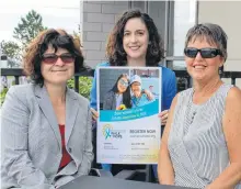  ?? SAM MCNEISH/THE TELEGRAM ?? Finding a way to save women’s lives is what the Ovarian Cancer Walk of Hope is all about. Christine Lawler-shaw (right) is one of those survivors. She was joined on Tuesday to help support the walk set for Sept. 8 at Quidi Vidi Lake. On hand to help promote the walk are Marina Whitten, the walk’s chair and a national board member of Ovarian Cancer Canada (left), and Virginia Middleton, a walk volunteer and communicat­ions co-ordinator.