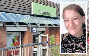  ??  ?? Sarah Louise Power (inset) pleaded guilty to stealing over £6,000 from the Co-Op in Oswaldtwis­tle