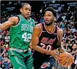  ?? TNS ?? At 6-7, Justise Winslow is used to going against taller players such as Boston’s Al Horford — and Friday, Minnesota’s Karl-Anthony Towns.