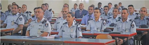  ?? Photo: Simione Haravanua ?? Police vehicle and motor cycle drivers during the Fiji Police Defensive Driving Refresher Course at the Fiji Police Academy at Nasese on June 4,2018.