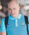  ?? Picture: JEREMY PIPER ?? LOOKING FORWARD: Tim Cahill, Mile Jedinak, Tommy Juric and Aaron Mooy of the Socceroos arrive back in Sydney after their Honduras match.