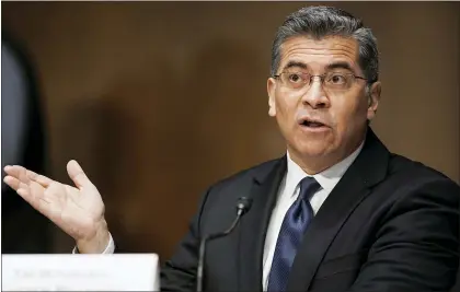  ?? GREG NASH — VIA THE ASSOCIATED PRESS, FILE ?? Xavier Becerra won a Senate vote Thursday to be secretary of Health and Human Services. Republican­s criticized him as unfit for office, pointing out he is not a doctor.