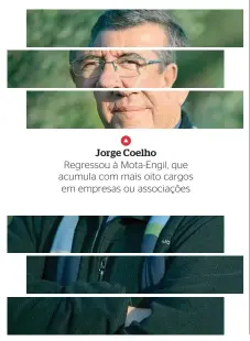  ??  ?? Jorge Coelho Regressou à Mota-Engil, que acumula com mais oito cargos em empresas ou associaçõe­s