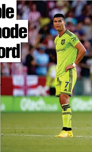  ?? ?? Cristiano Ronaldo started the game on the bench but was unable to prevent his side suffering an embarassin­g defeat